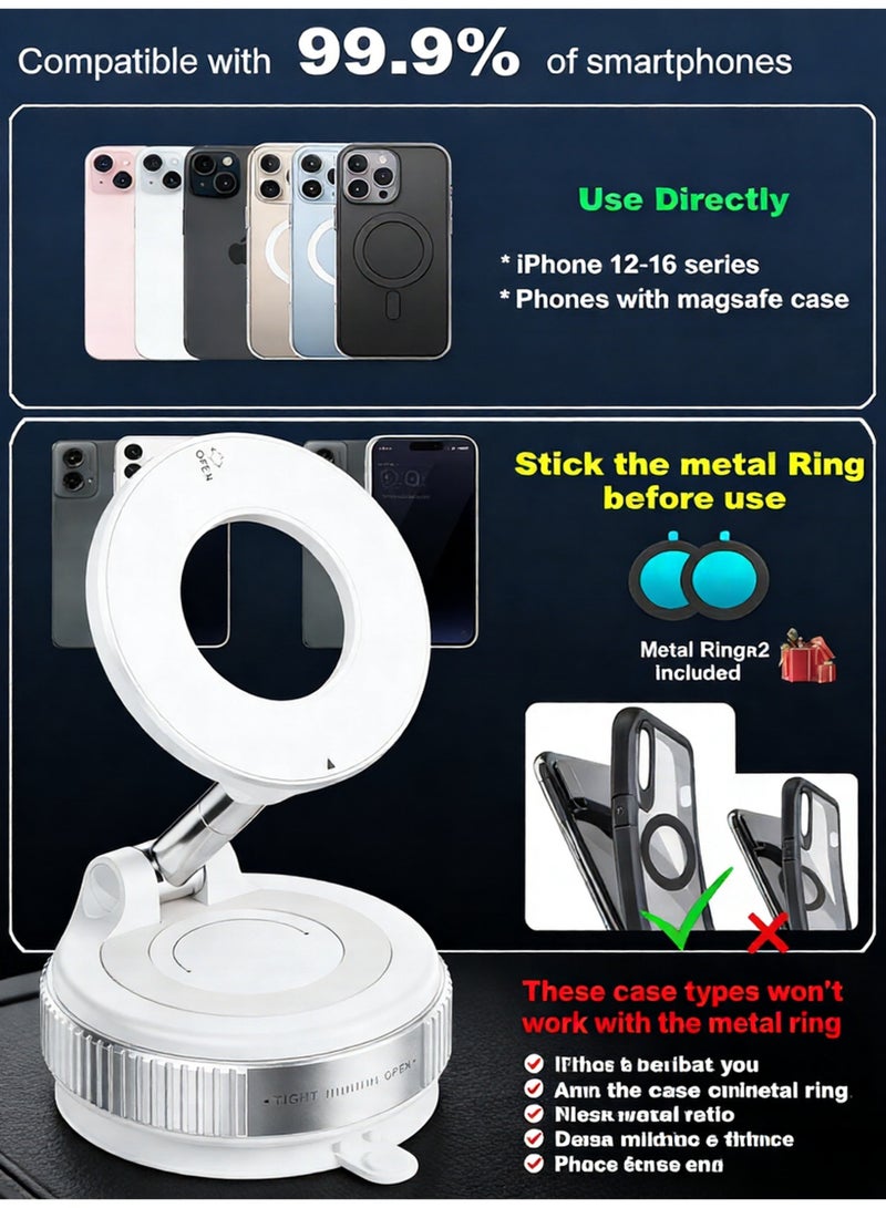 Car Phone Holder for Magsafe 36KG Strongest Suction And 108lb Strongest Magnetic 360° Adjustable Car Phone Mount, Phone Holders for Your Car for iPhone16/15/14/13 Series, Android and All Smartphones - Image 5
